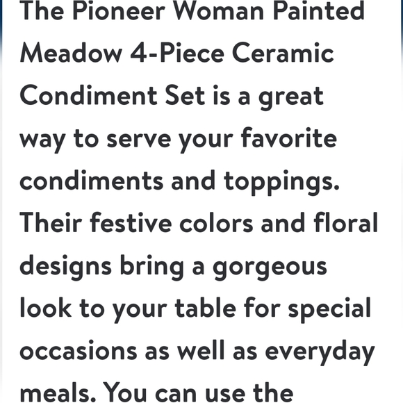 2024 ❤️ New Pioneer Woman Painted Meadow 4-Piece Condiment Set - Picture 2 of 10